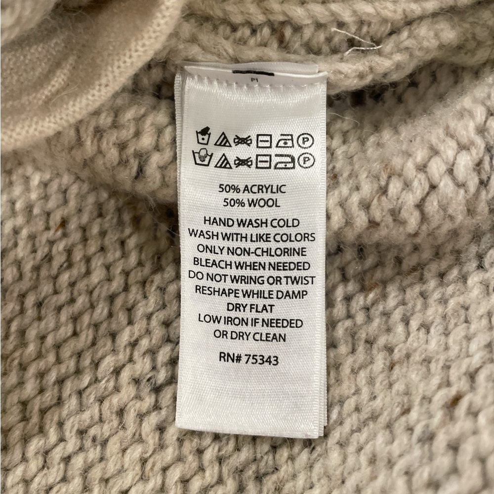 Cynthia Rowley Cowl Neck Sweater Wool Chunky Blend Oatmeal Color Size XS - Picture 7 of 10